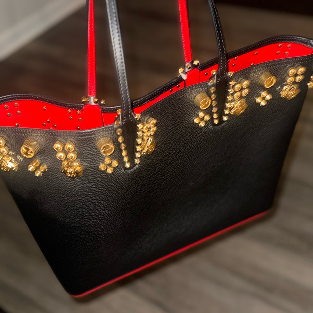 christian louboutin  tote bag black with gold hardware